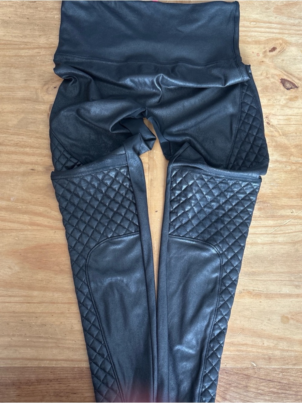 SPANX Black Stretch Activewear Leggings with Red Tag